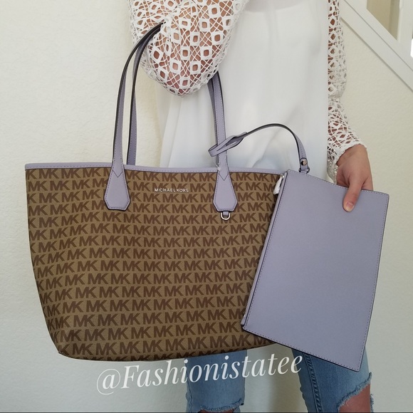 NWT MICHAEL KORS CANDY LARGE REVERSIBLE TOTE LILAC - Picture 2 of 6